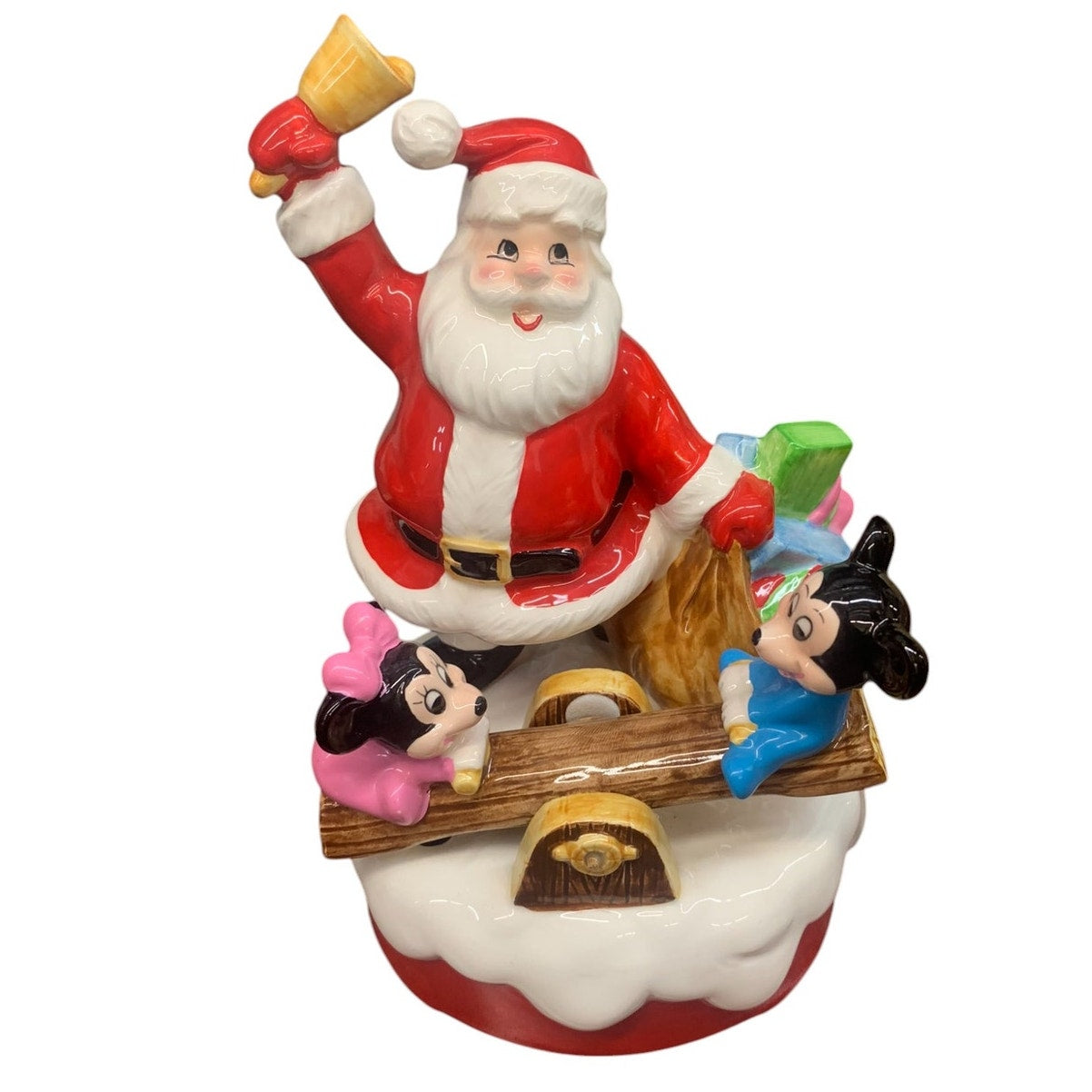 Mickey and Minnie Mouse with Santa Music Box 1985 Disney
