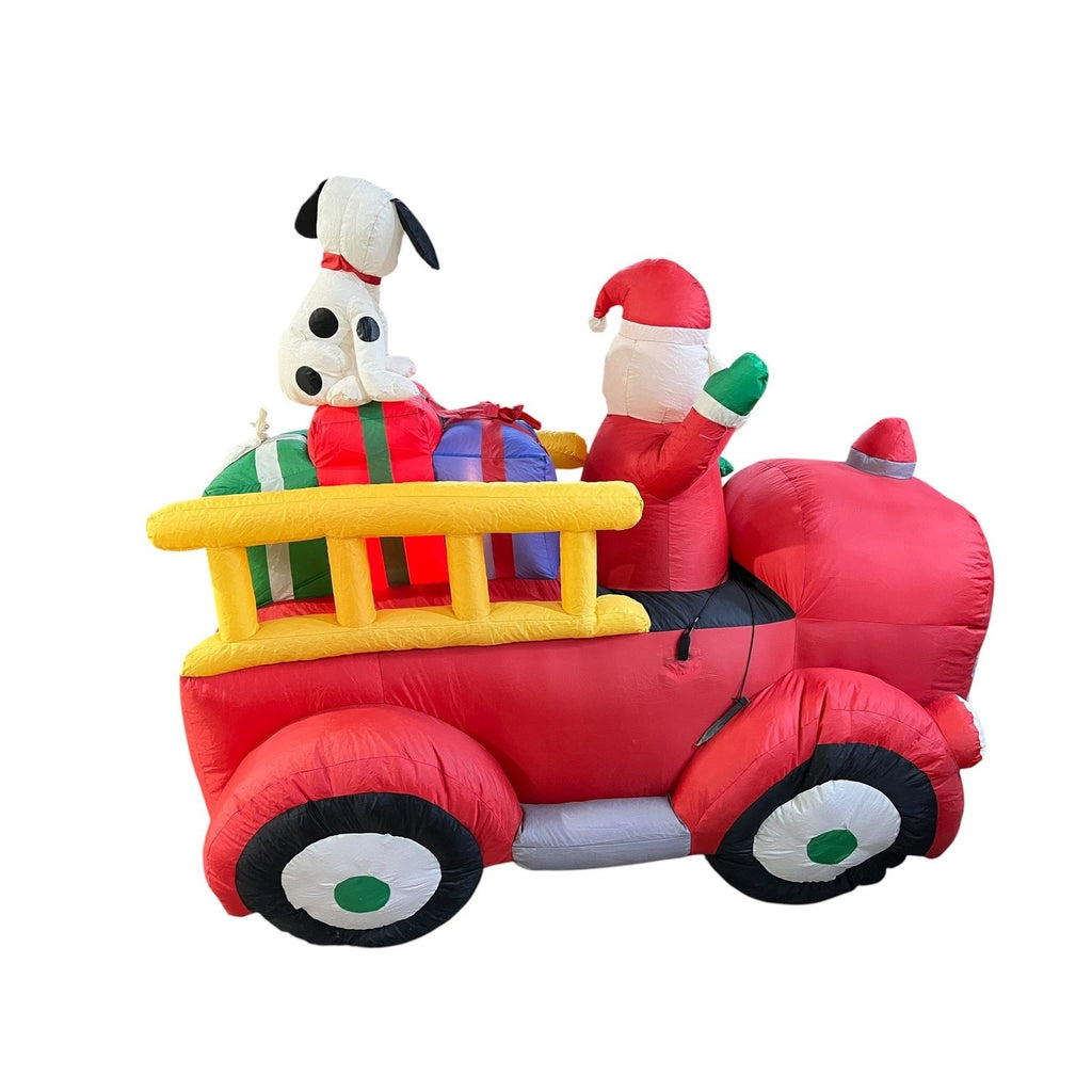 Gemmy 6' Santa Fire Truck Dalmatian Dog Christmas Inflatable Yard Decor