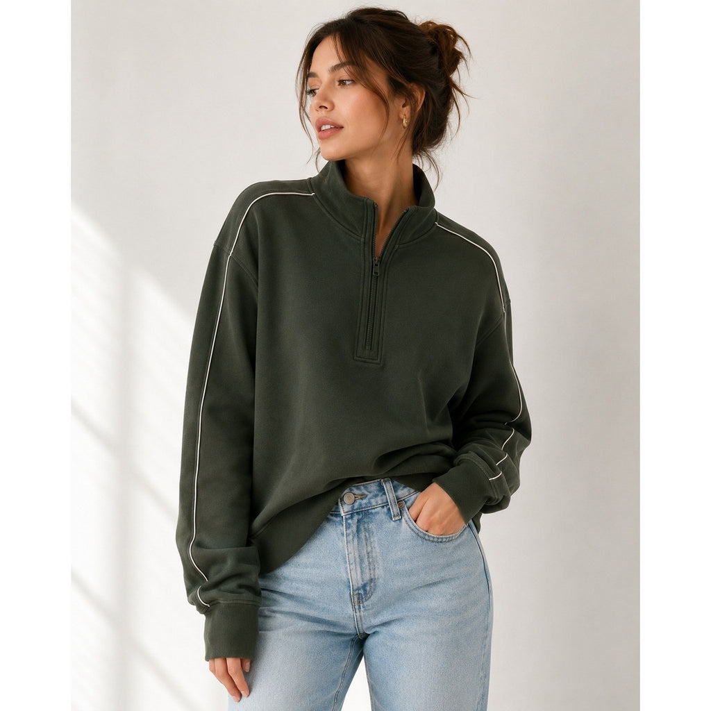 Varley Kirsi Half Zip Midlayer Forest Green Pull Sweatshirt Womens S athleisure