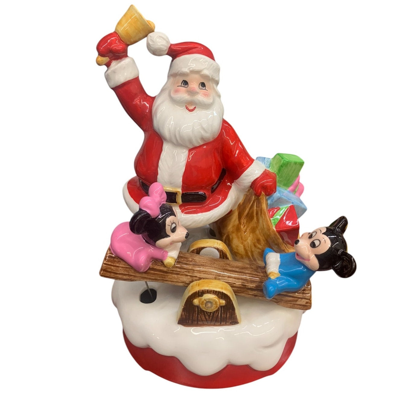 Mickey and Minnie Mouse with Santa Music Box 1985 Disney