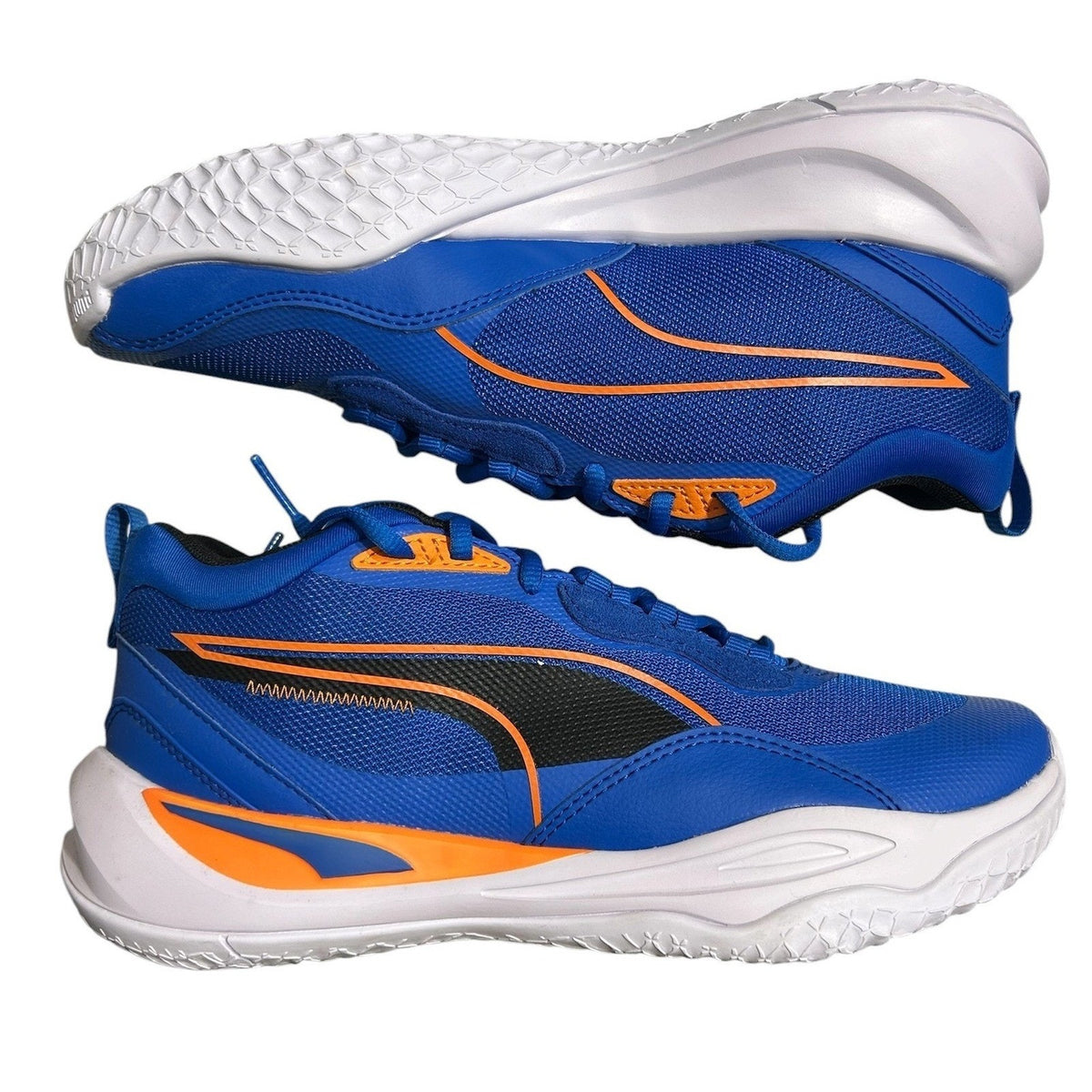 Puma Court Rider Chaos Mens Basketball Shoes Blue Orange 377572-09 Size 7