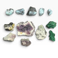 12pc Raw Mineral Specimen Lot Amethyst Malachite Purple Fluorite Natural Crystal