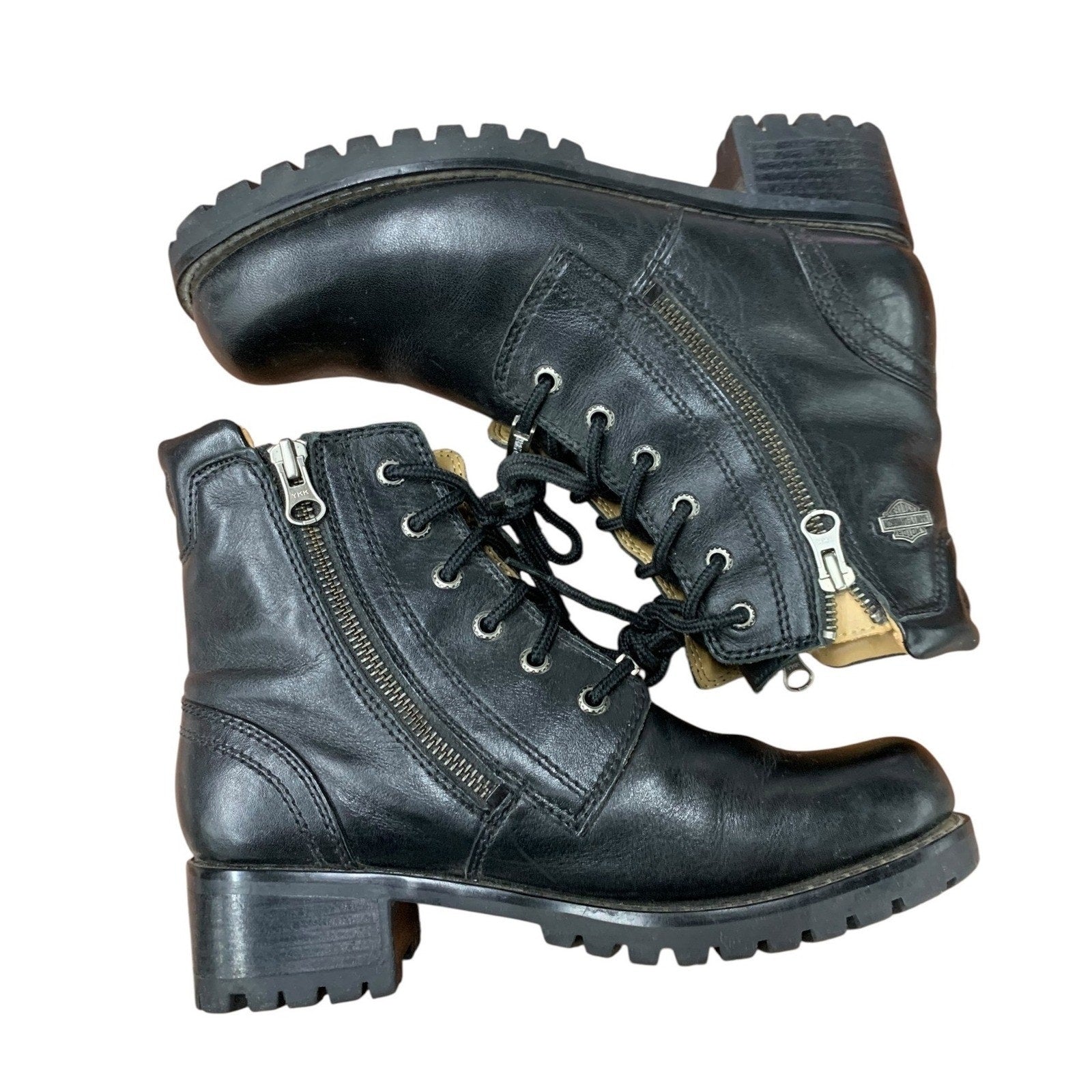 Harley-Davidson Men's Black Leather Lace Up Motorcycle Ankle Boots Size 7.5 USA