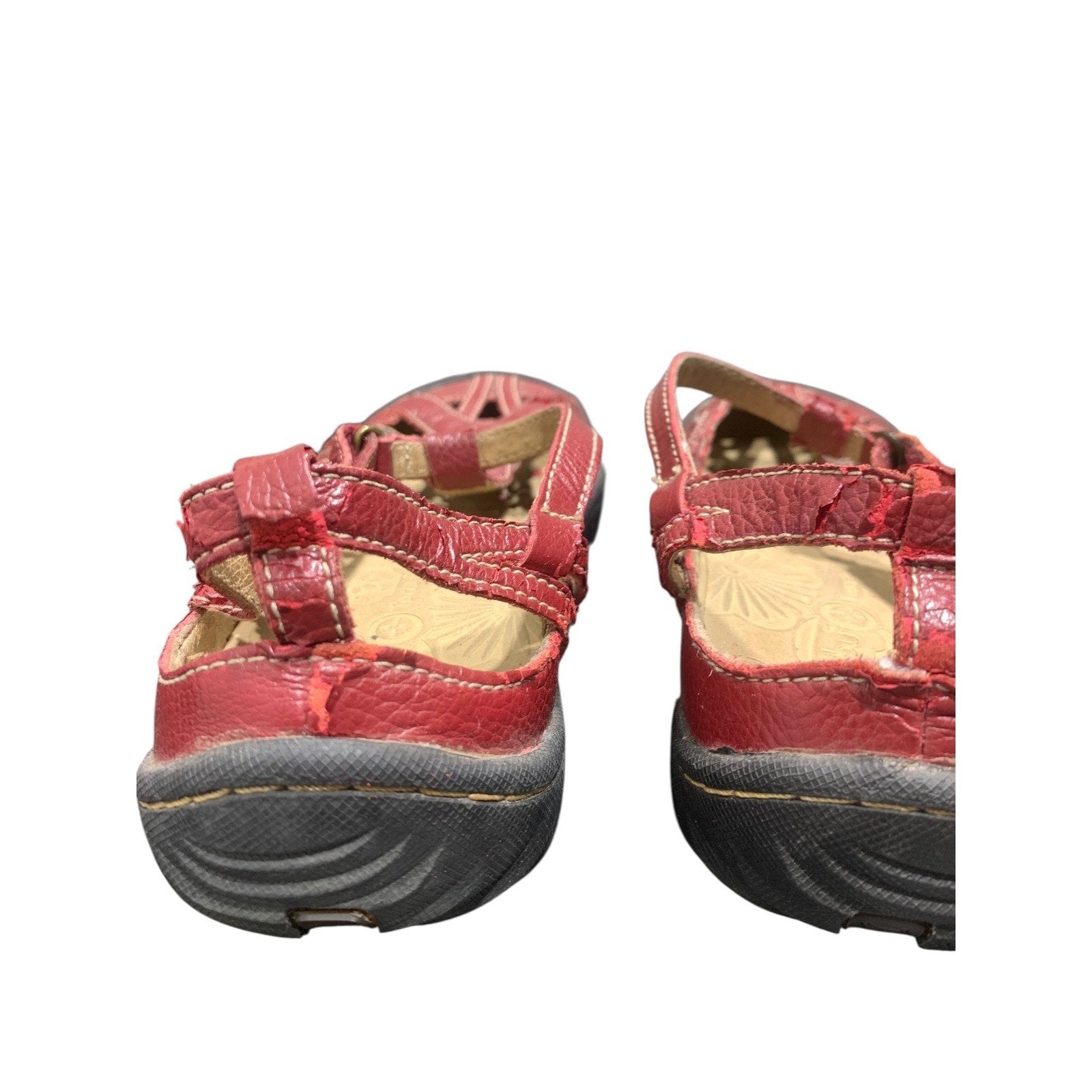 Jambu Dune Red Leather Mary Jane T-Strap Comfort Flats Womens 8.5 M