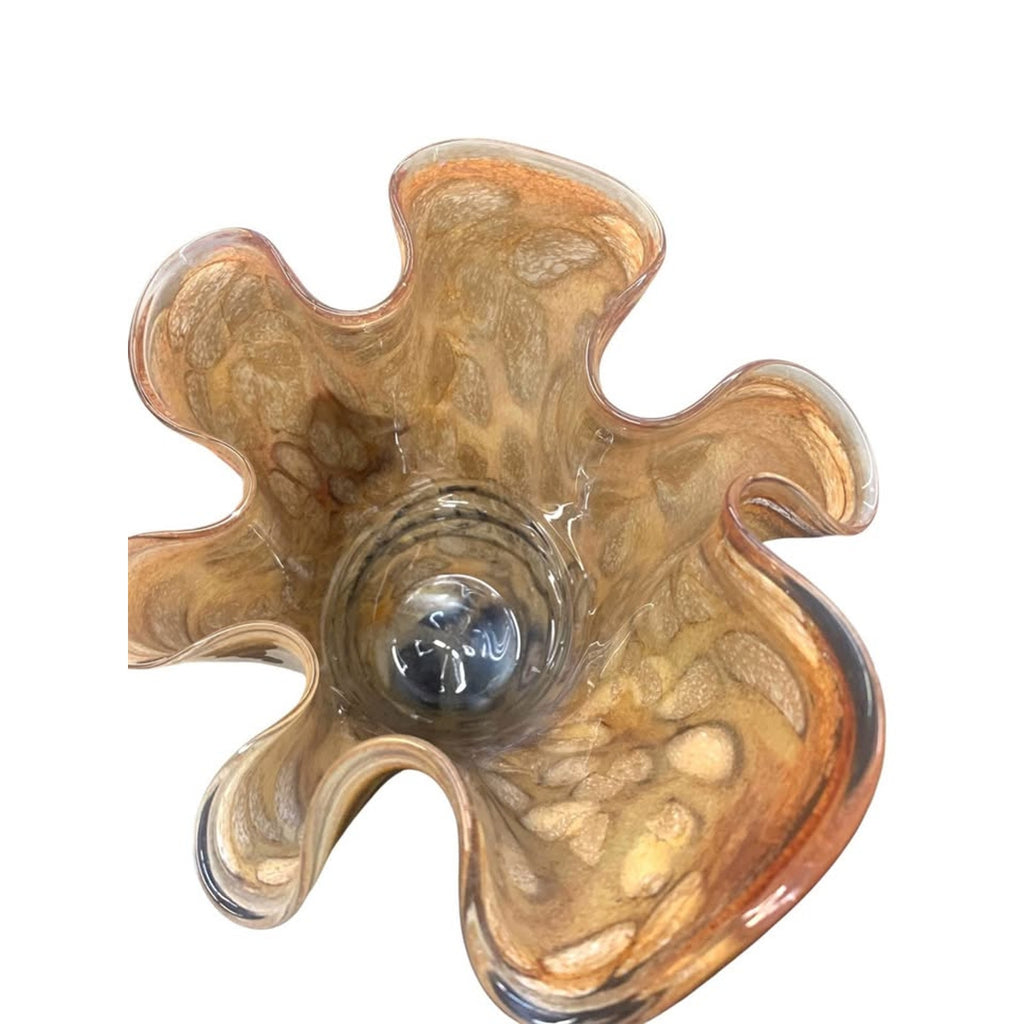 Blown glass iridescent handkerchief vase