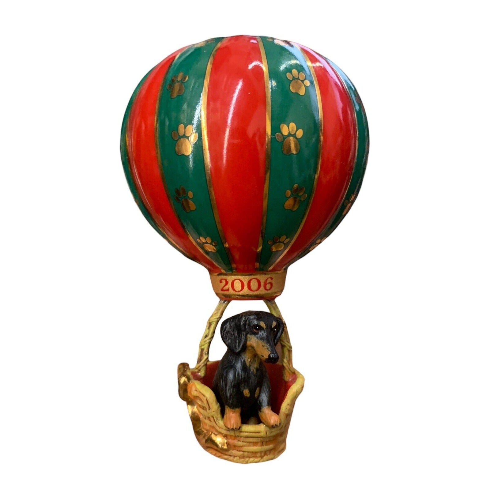 2006 Danbury Mint Dachshund Ornament Annual Holiday Adventure Hot Air Balloon