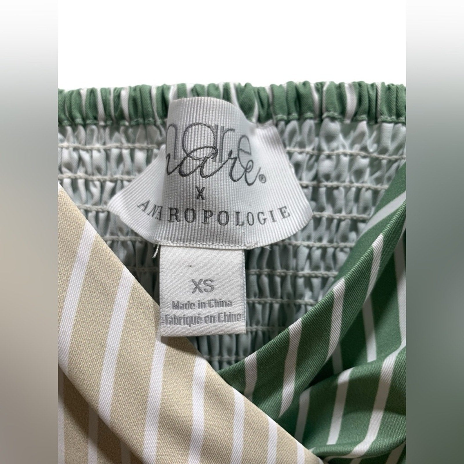 NWOT Mare Mare x Anthropologie Beige, Green Striped Tie Wrap Tank Top sz xs