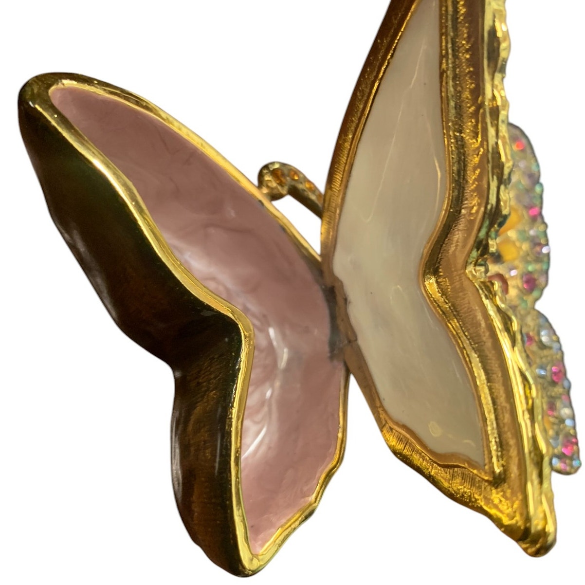 Fitz & Floyd Jeweled Butterfly Box-Ruby Enamel Trinket Box