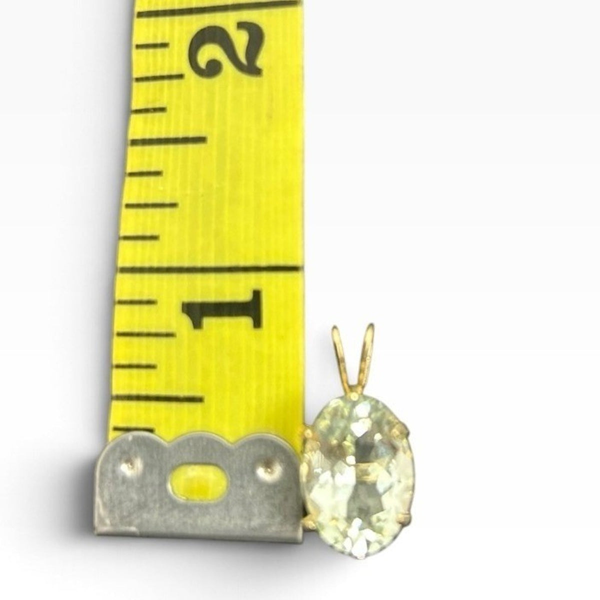 14k Yellow Gold Oval Prasiolite Green Amethyst Pendant 1g