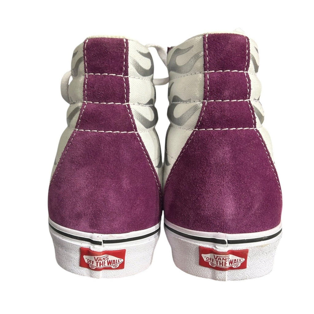 Vans Sk8-Hi Purple White Silver Flame High Top Sneakers Mens 12 Womens 13.5