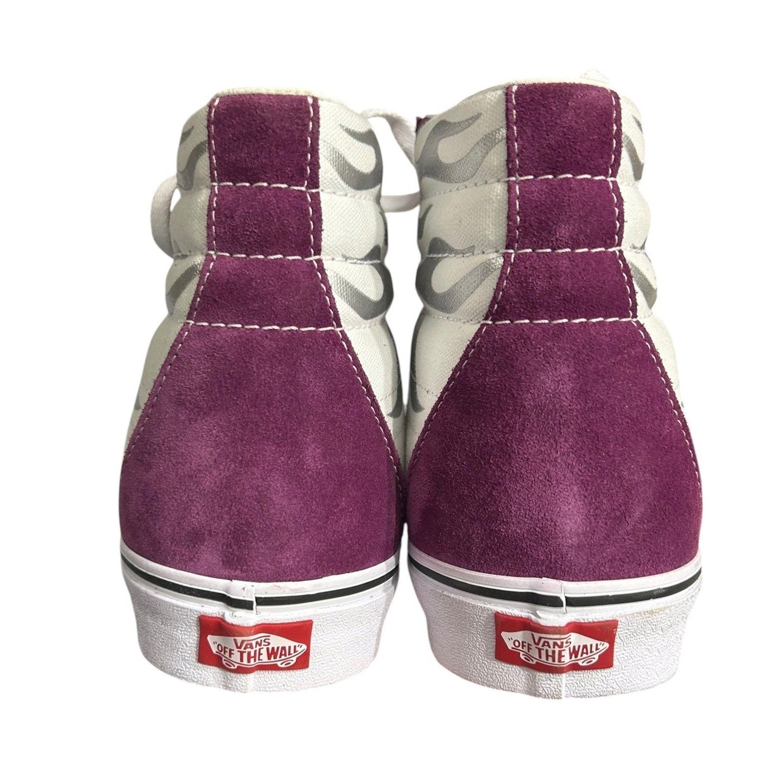 Vans Sk8-Hi Purple White Silver Flame High Top Sneakers Mens 12 Womens 13.5