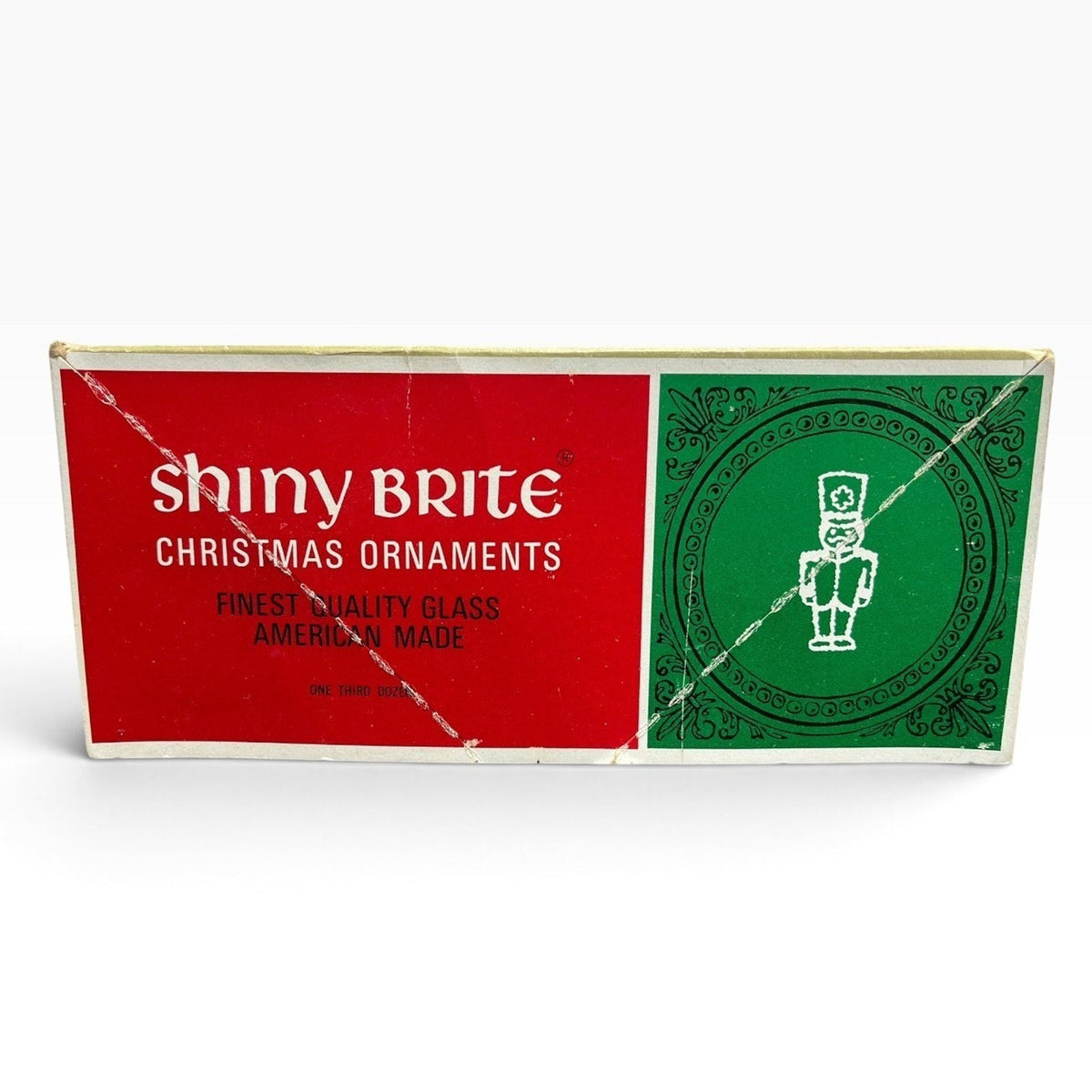 Vintage Jumbo Shiny Brite Gold Glass Christmas Ornaments 3in Made in USA Box
