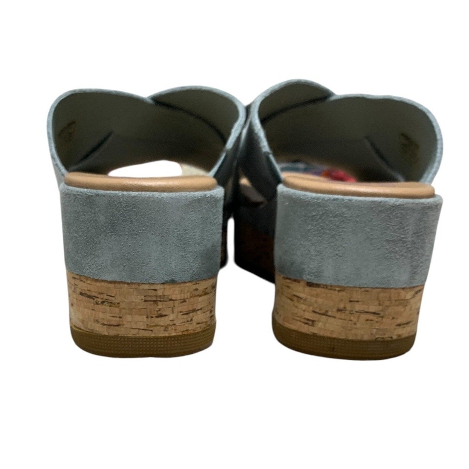 Sorel Cameron Flatform Mule Crushed Blue Suede Sandal Women's Size 9