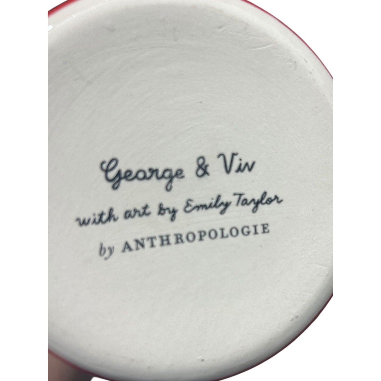 Anthropologie George & Viv Emily Taylor Naughty or Nice Christmas Mug Red Green