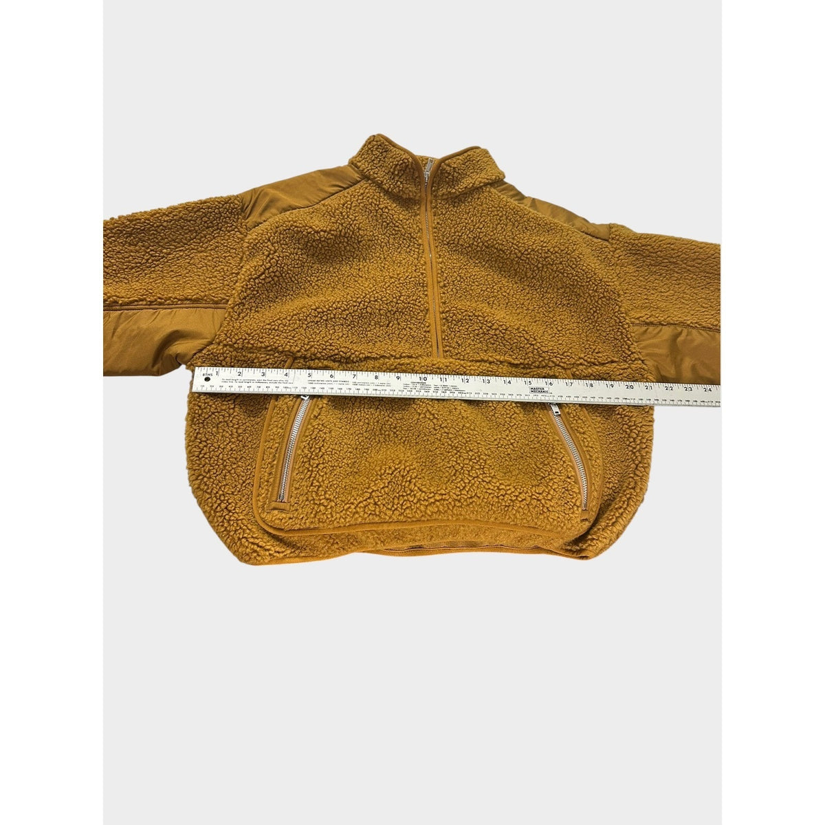 Madewell Womens Small Faux Shearling Half Zip Pullover Sweater Brown Contrast