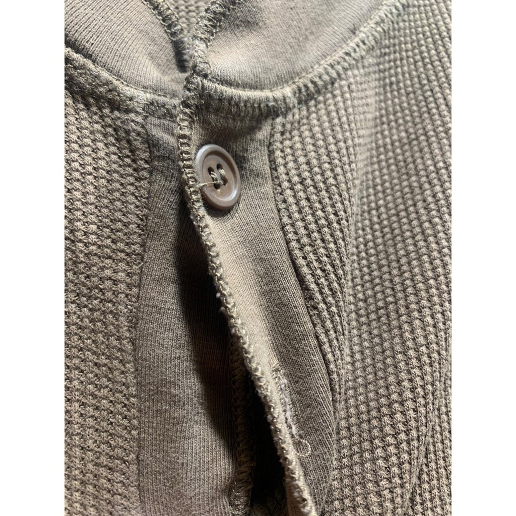 Daydreamer LA Brown Waffle Knit Long Sleeve Cropped Henley Top sz SMALL