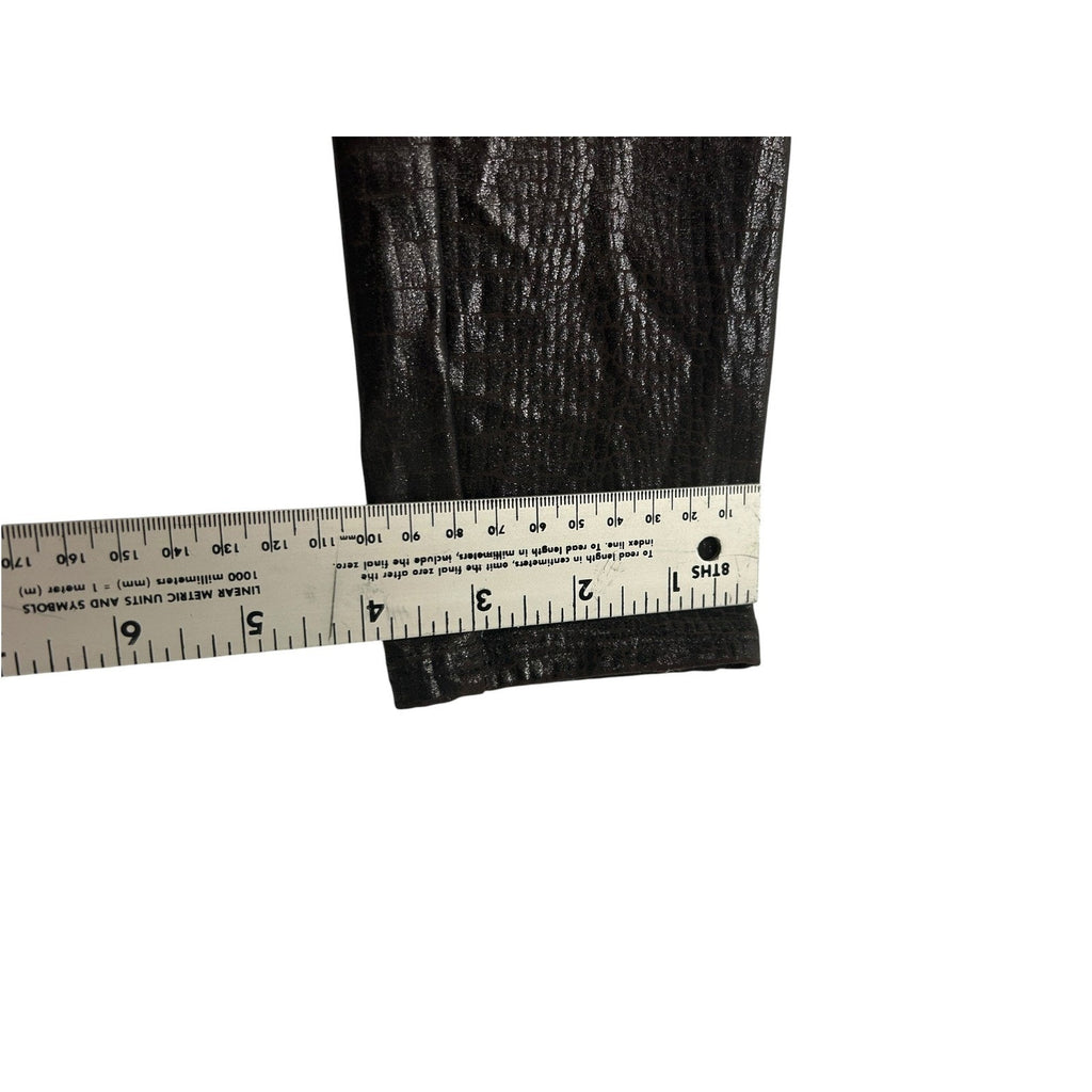 Spanx Faux Leather Croc Leggings Dark Brown High Waisted Medium Slimming Pants