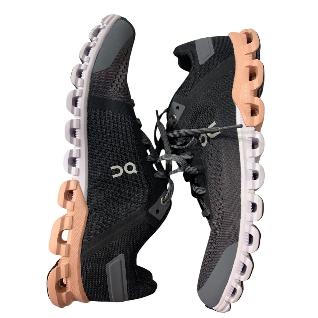 On Cloudflow Womens 8.5 Running Shoes Black Charcoal Peach 35.99234