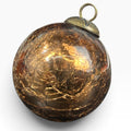 Vintage Amber Crackle Kugel Style Christmas Ornament 3 inch Star Cap 6.2oz