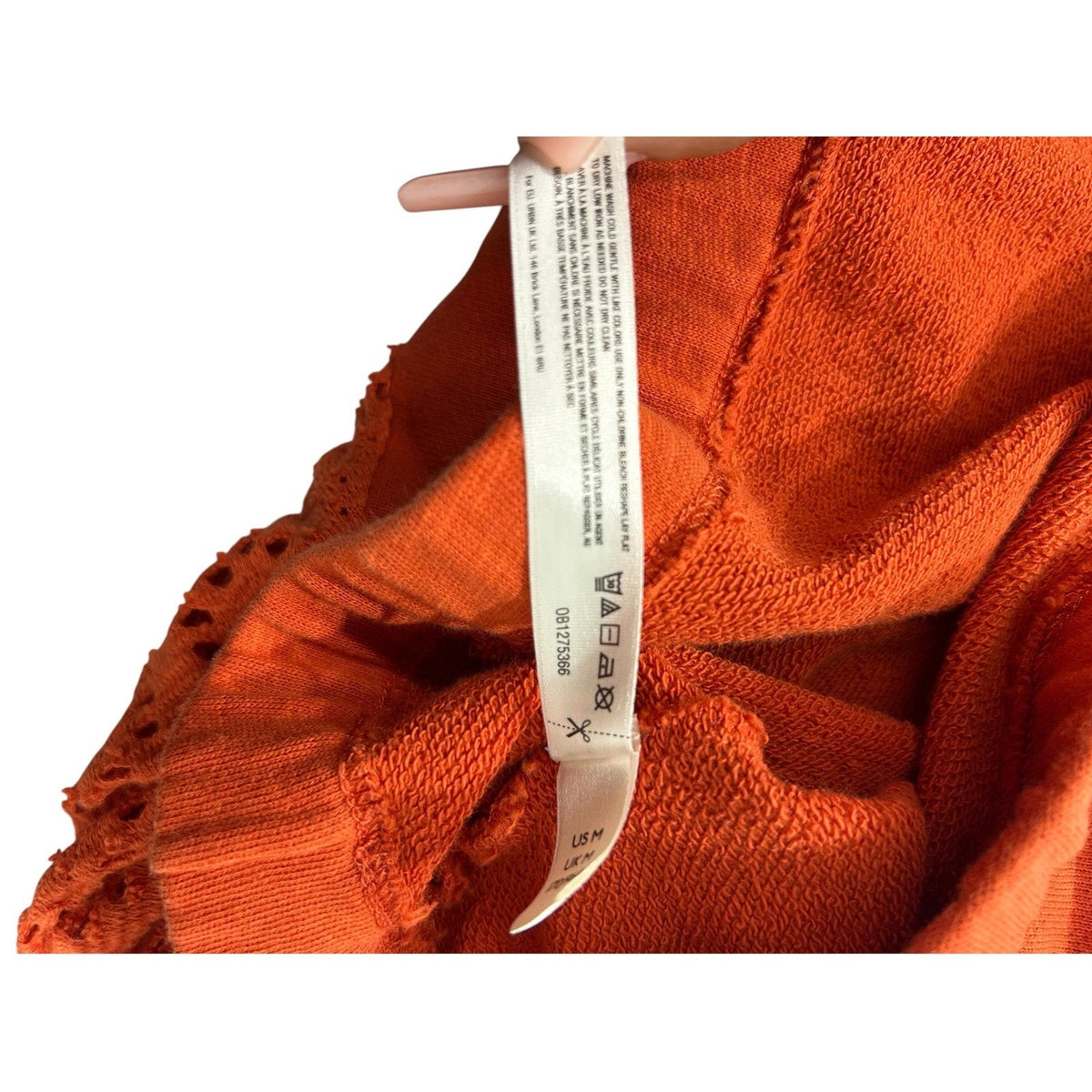 Daily Practice by Anthropologie Robyn Crochet Hoodie Orange Eyelet Medium