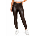 Spanx Faux Leather Croc Leggings Dark Brown High Waisted Medium Slimming Pants