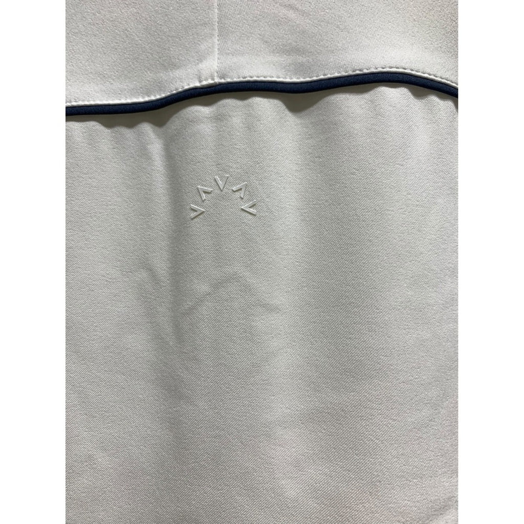 VARLEY Womens White Navy Trim Bomber Jacket Zip Front Athletic Style Size Small