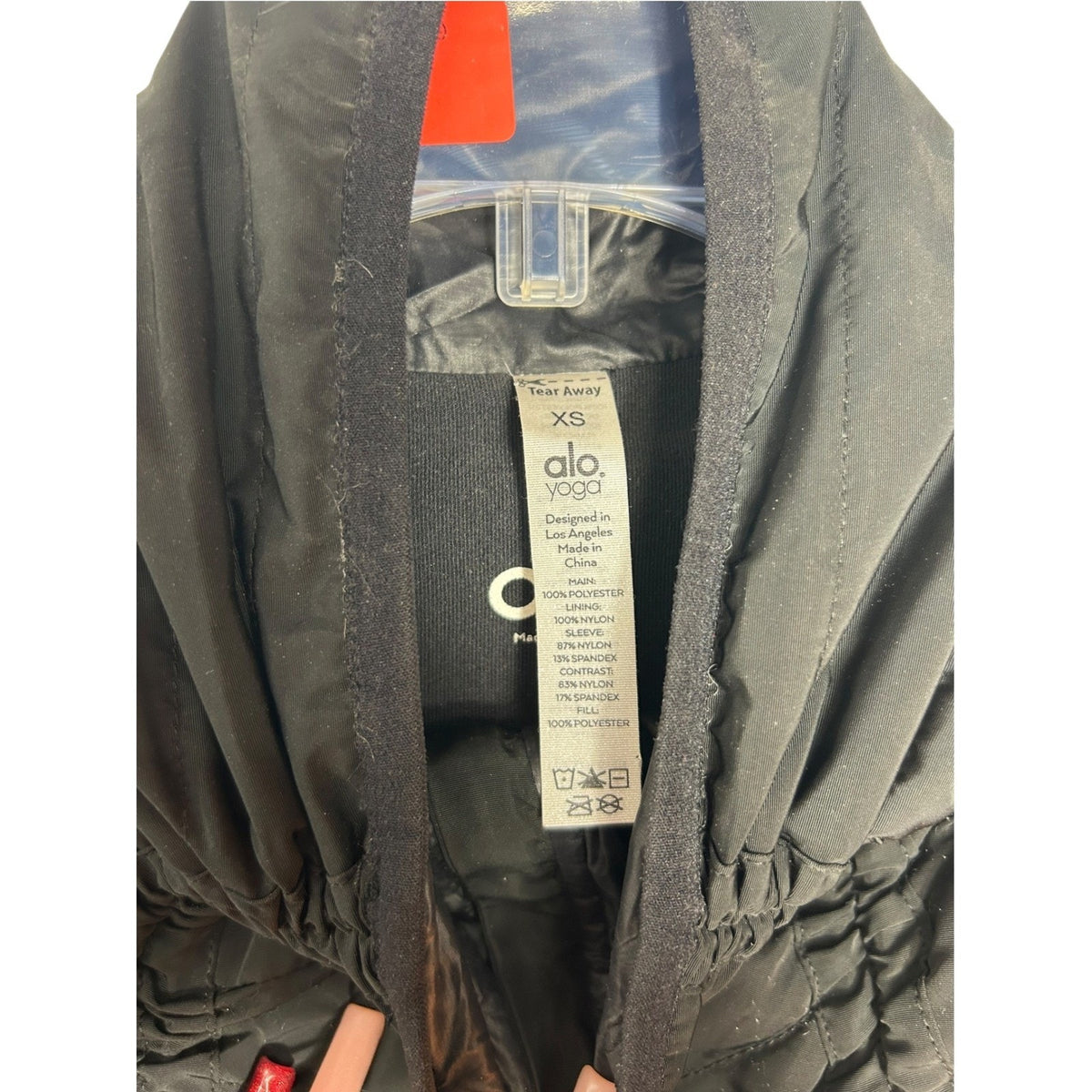 Alo Yoga Cool Breaker Hybrid Puffer Jacket Black Full Zip Thumbhole XS winter