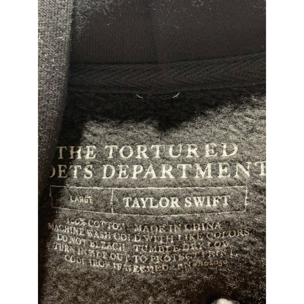 Taylor Swift The Tortured Poets Department Black Graphic Hoodie Size Large