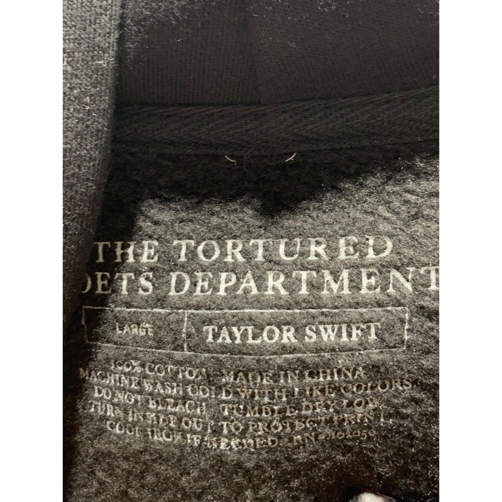 Taylor Swift The Tortured Poets Department Black Graphic Hoodie Size Large