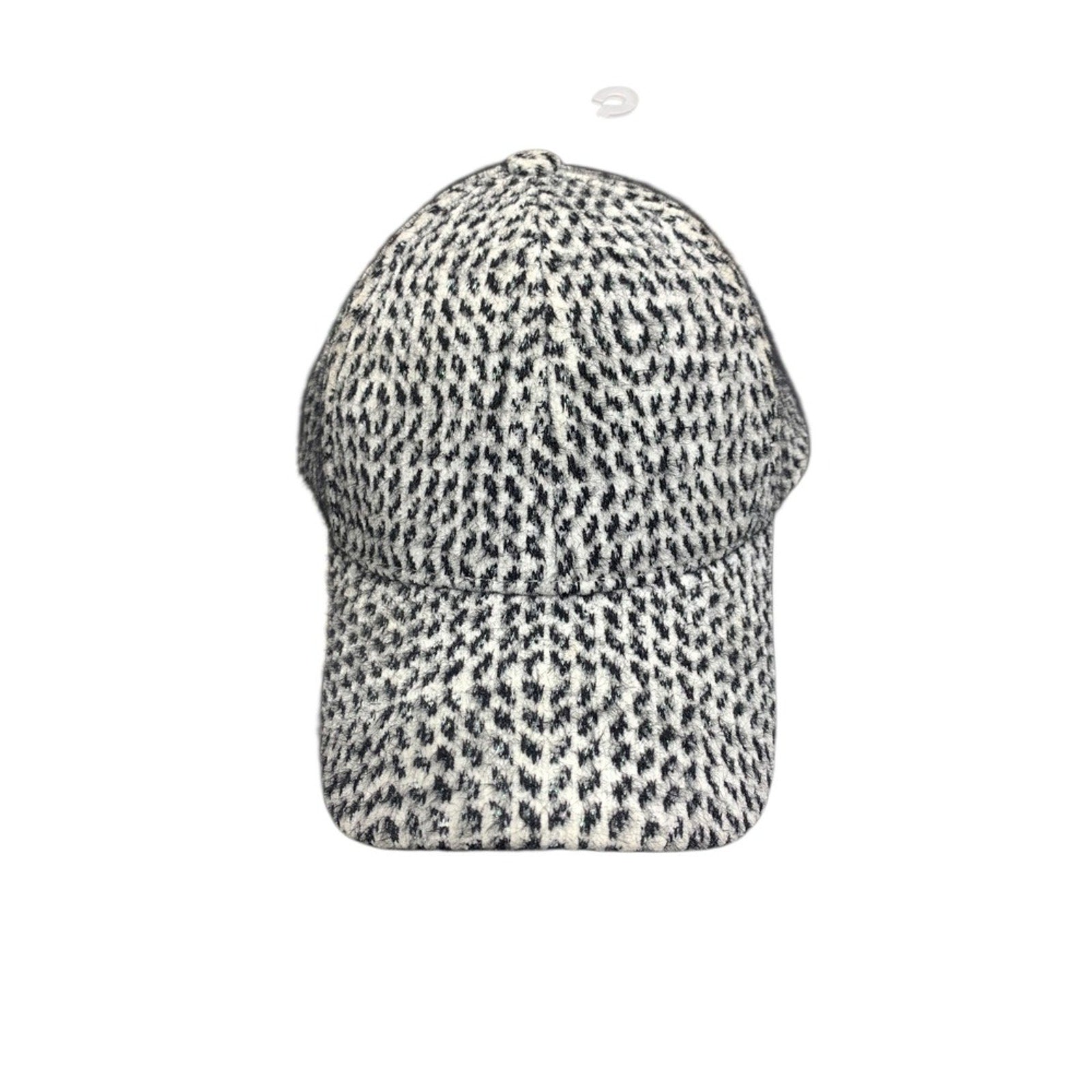 Anthropologie Black White Textured Dalmatian Print Baseball Cap Hat