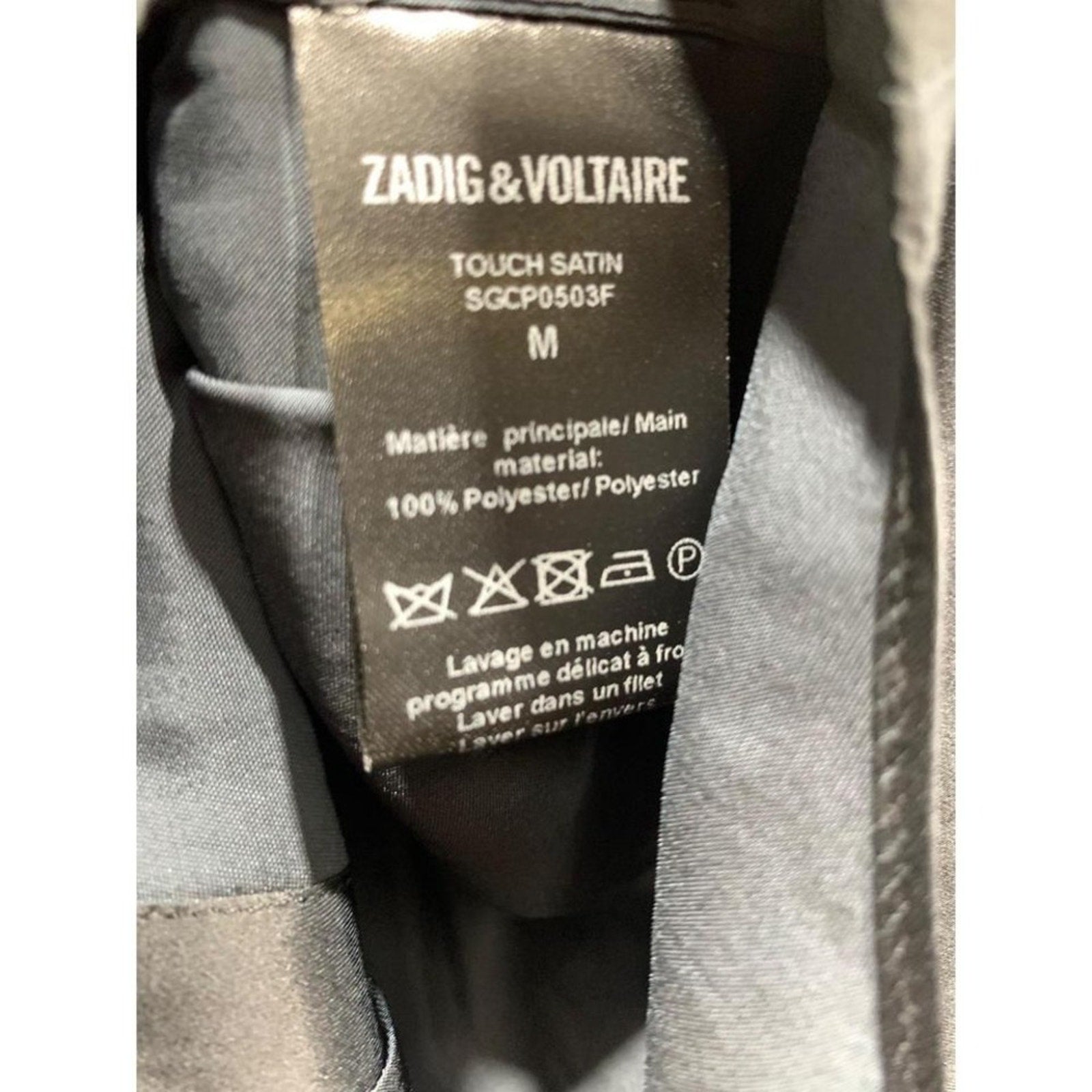 Zadig & Voltaire Touch Satin Bow Blouse Shirt M Black Long Sleeve career