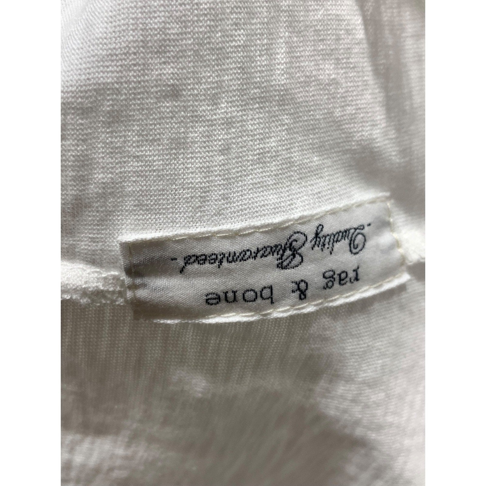 Rag & Bone White Pima Cotton V-Neck Short Sleeve Tee Shirt Size Medium Slub Knit