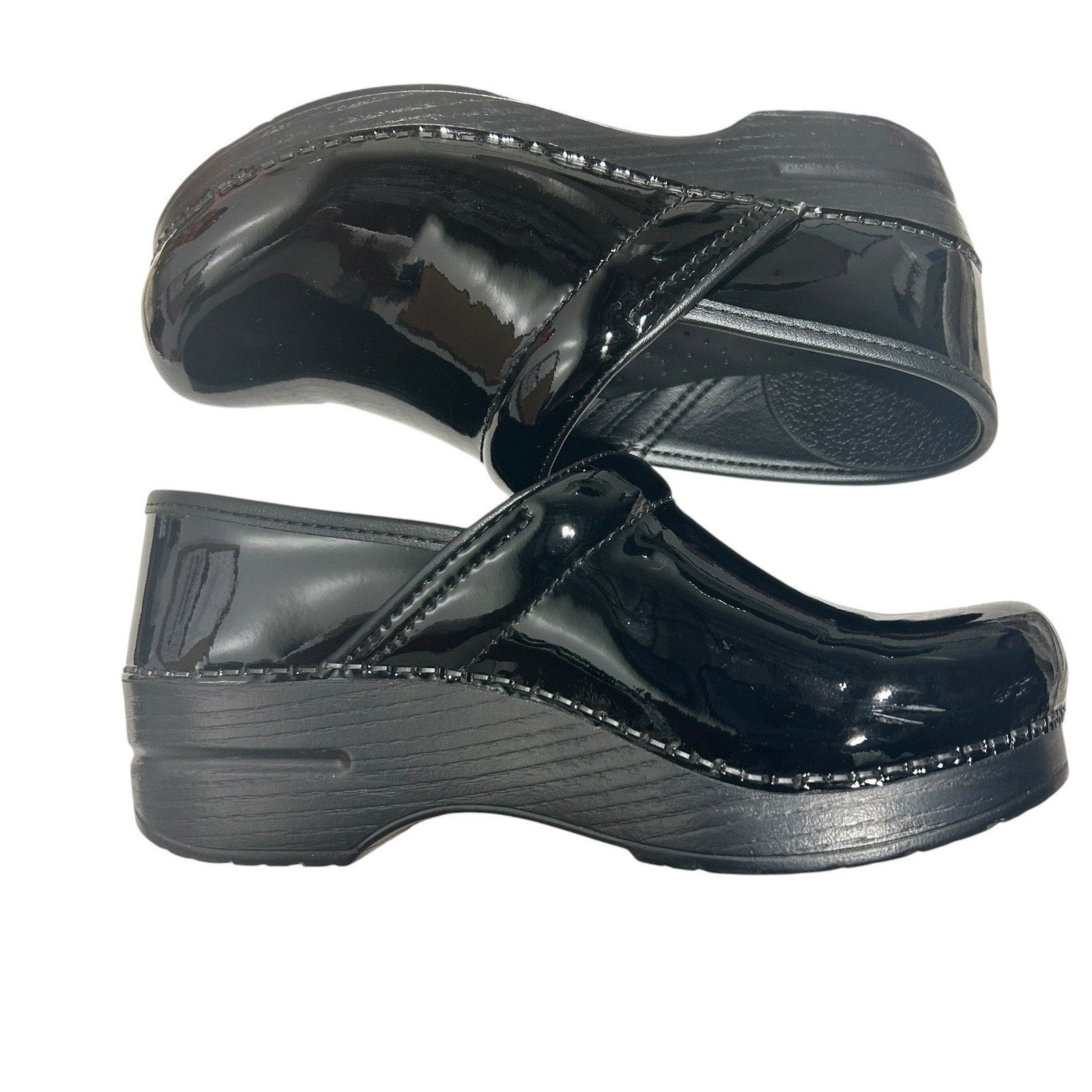 Dansko Professional Patent Black Leather Clogs Shoes 406-020202 EU 37 work nurse