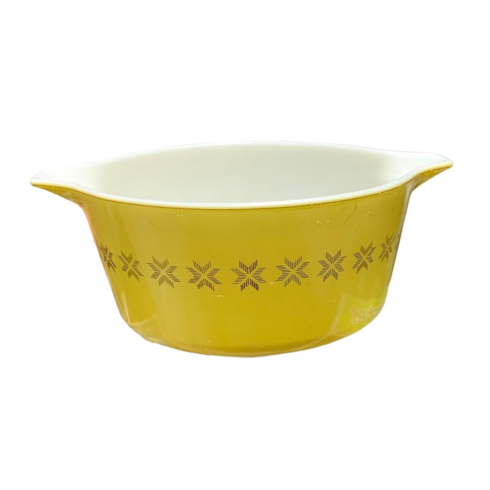 Vintage Pyrex Town and Country Yellow 1.5 QT Casserole Dish 474-B Starburst MCM