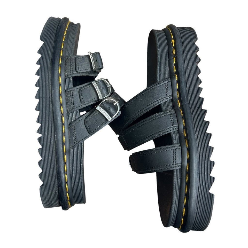 Dr Martens Blaire Slide Black Leather Platform Buckle Sandals Womens 7 38 2686