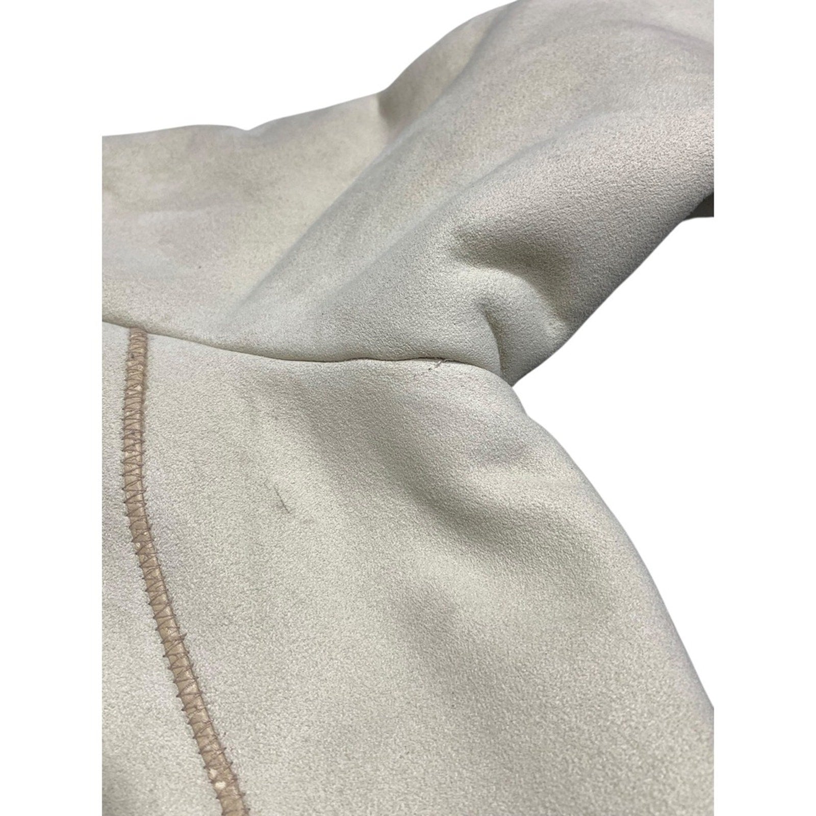Marvin Richards Women's Beige Faux Suede Fur Lined Hooded Zip Up Jacket L