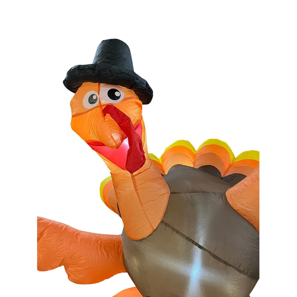 Happy Thanksgiving Inflatable Turkey Pilgrim Hat Yard Decor Lighted Decoration