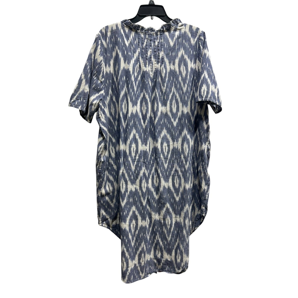 Sundance Isabel Ikat Shirt Dress Size XXL Blue 100% Cotton boho coastal summer