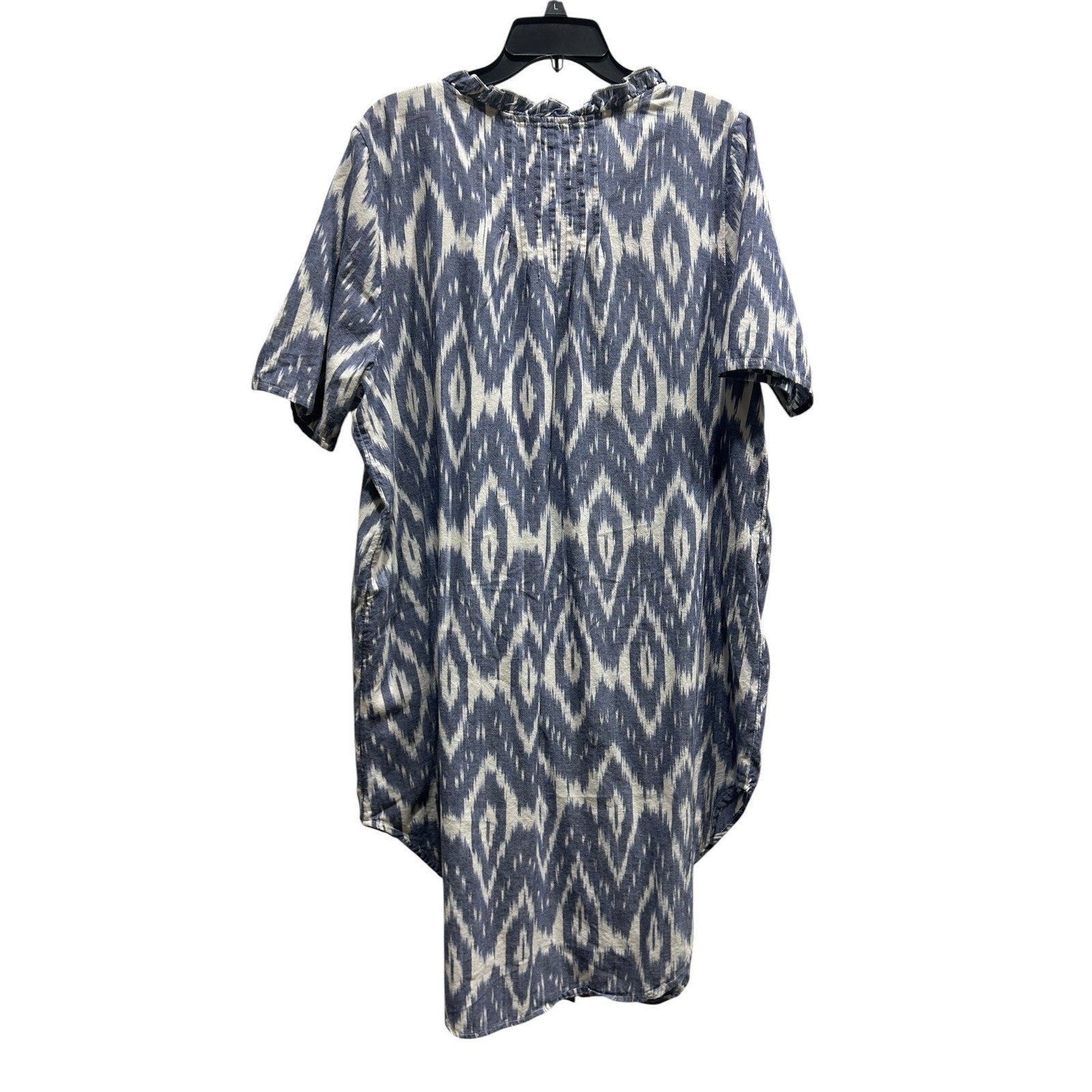 Sundance Isabel Ikat Shirt Dress Size XXL Blue 100% Cotton boho coastal summer