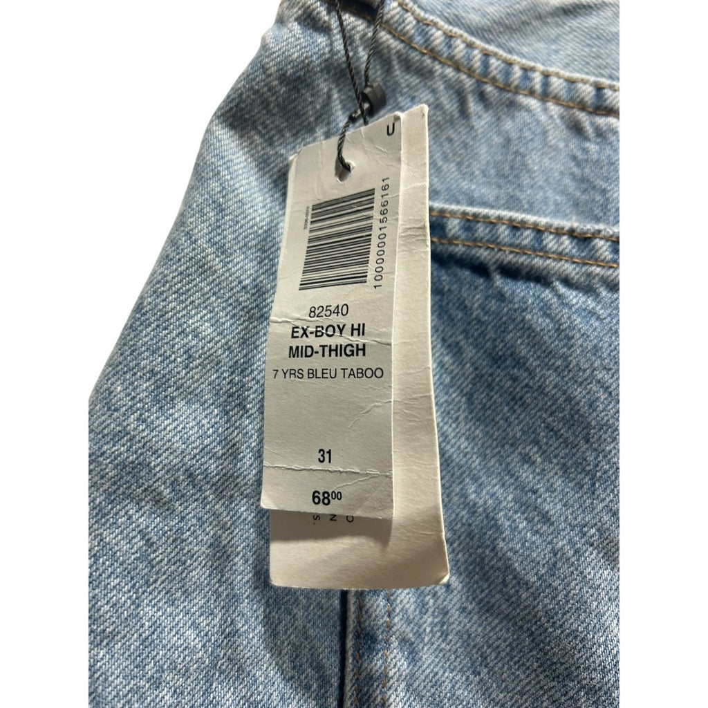 Denim Forum Aritzia Ex-BF Hi Mid-Thigh Denim Shorts 31 NWT summer mom shorts