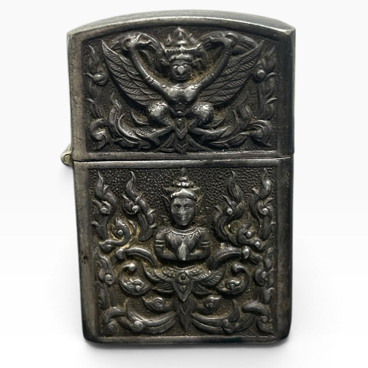 Vintage Siam Thai Sterling Silver Repousse Lighter Case Garuda Elephant 30g Goth
