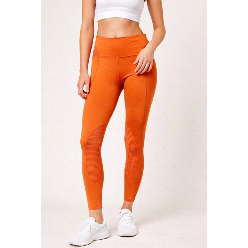 Free People Movement Womens Orange Ribbed Moto High Rise Leggings Size Small