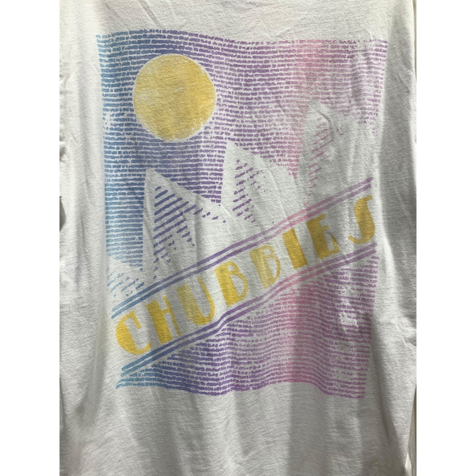Chubbies Mens White Long Sleeve Pocket T-Shirt Skys Out Thighs Out Graphic XL