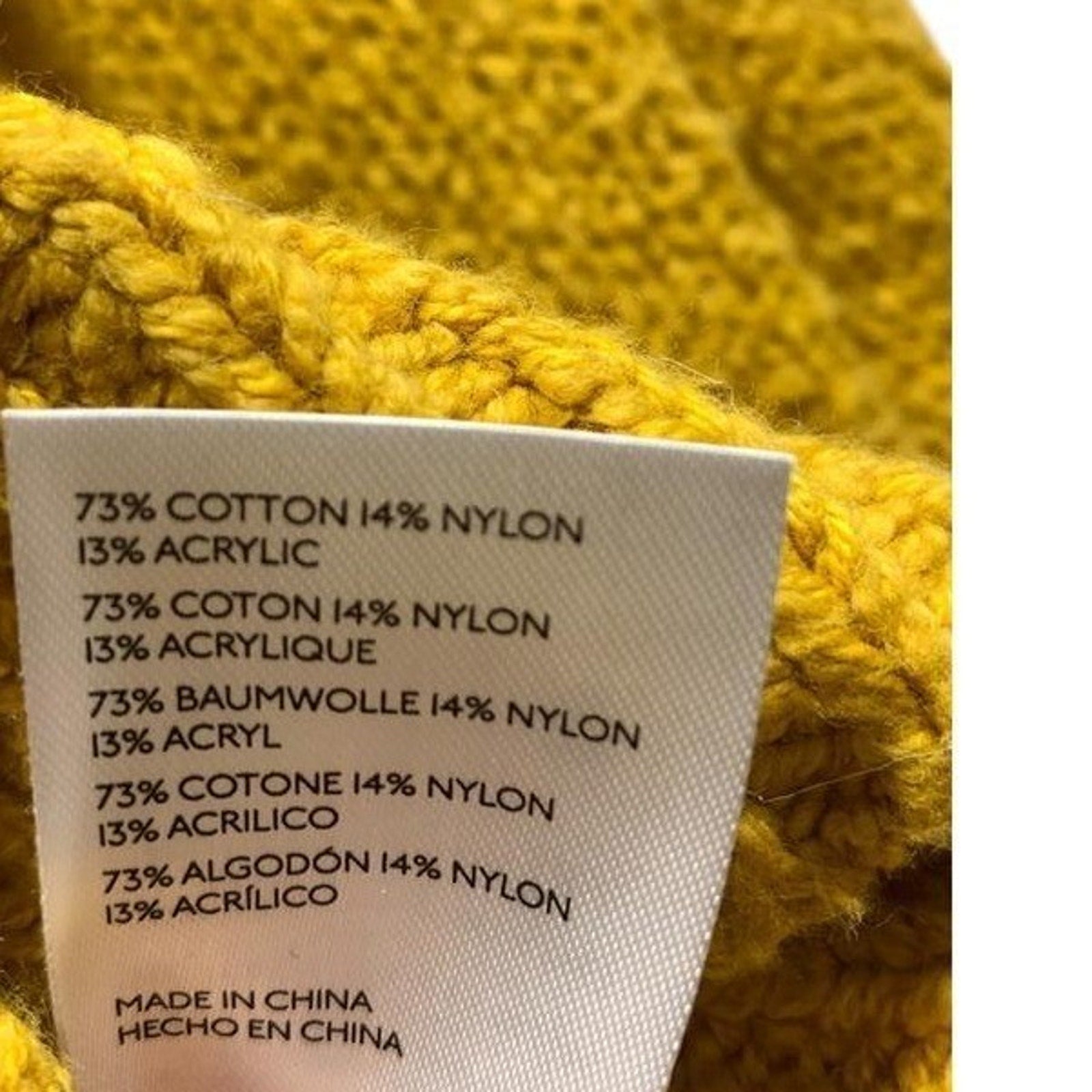 Anthropologie Mustard Yellow Cable Knit Puff Sleeve Button Front Cardigan M