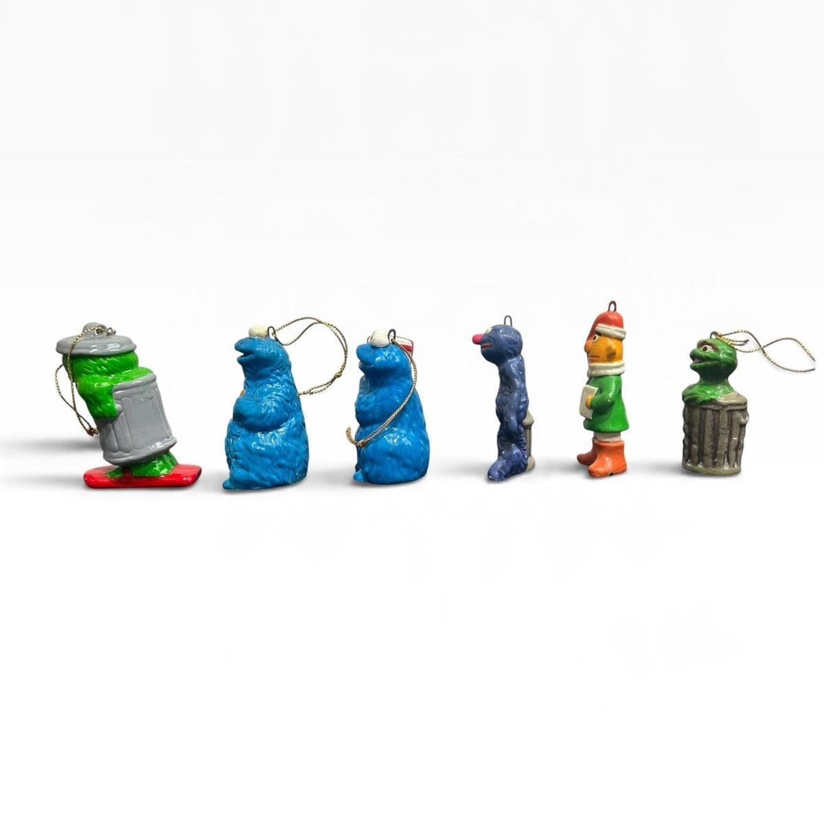 Vintage 1977 Sesame Street Muppets Christmas Ornaments Lot Cookie Monster Oscar