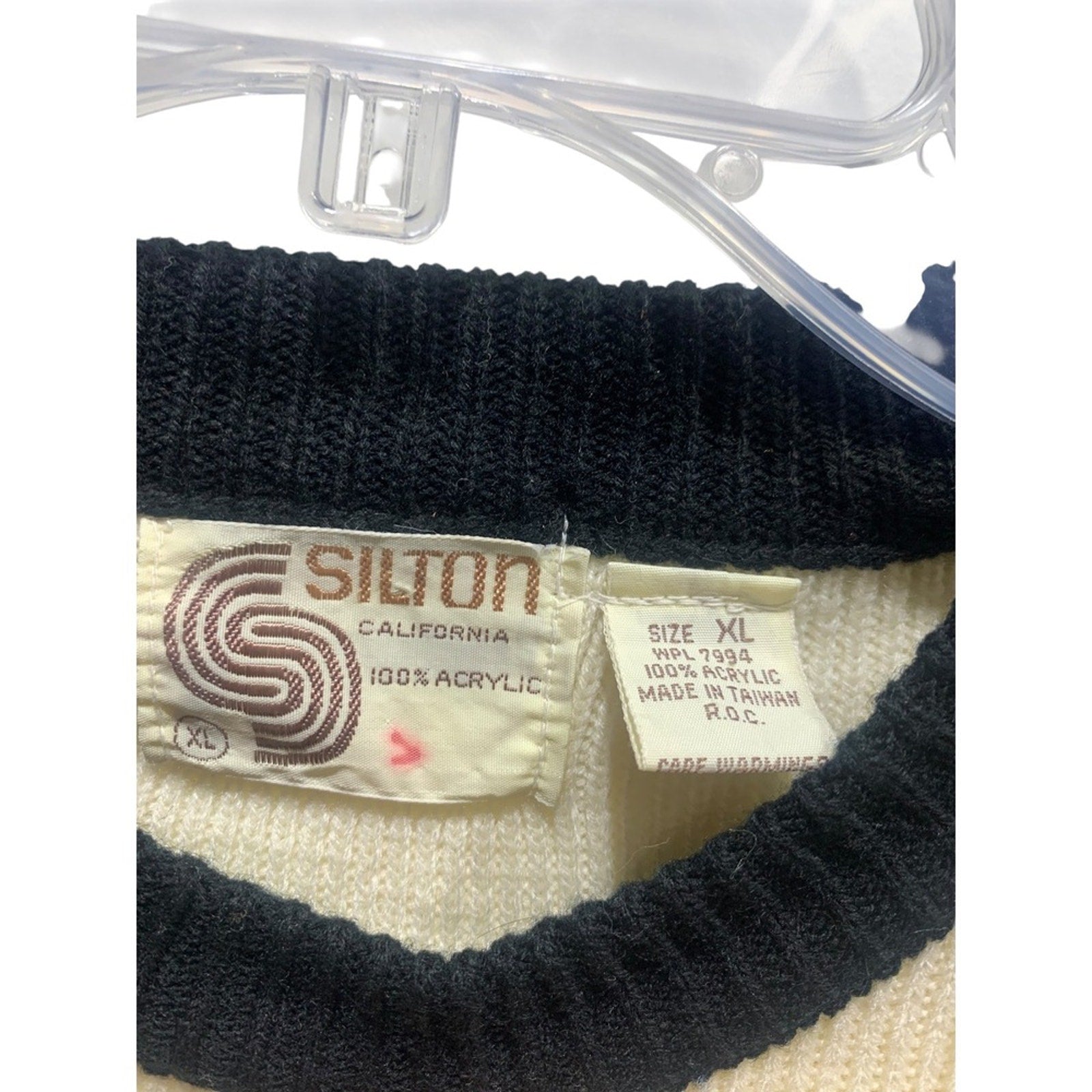 Vintage Silton California Olympic Sweater XL Cream Green Yellow Ski Graphic