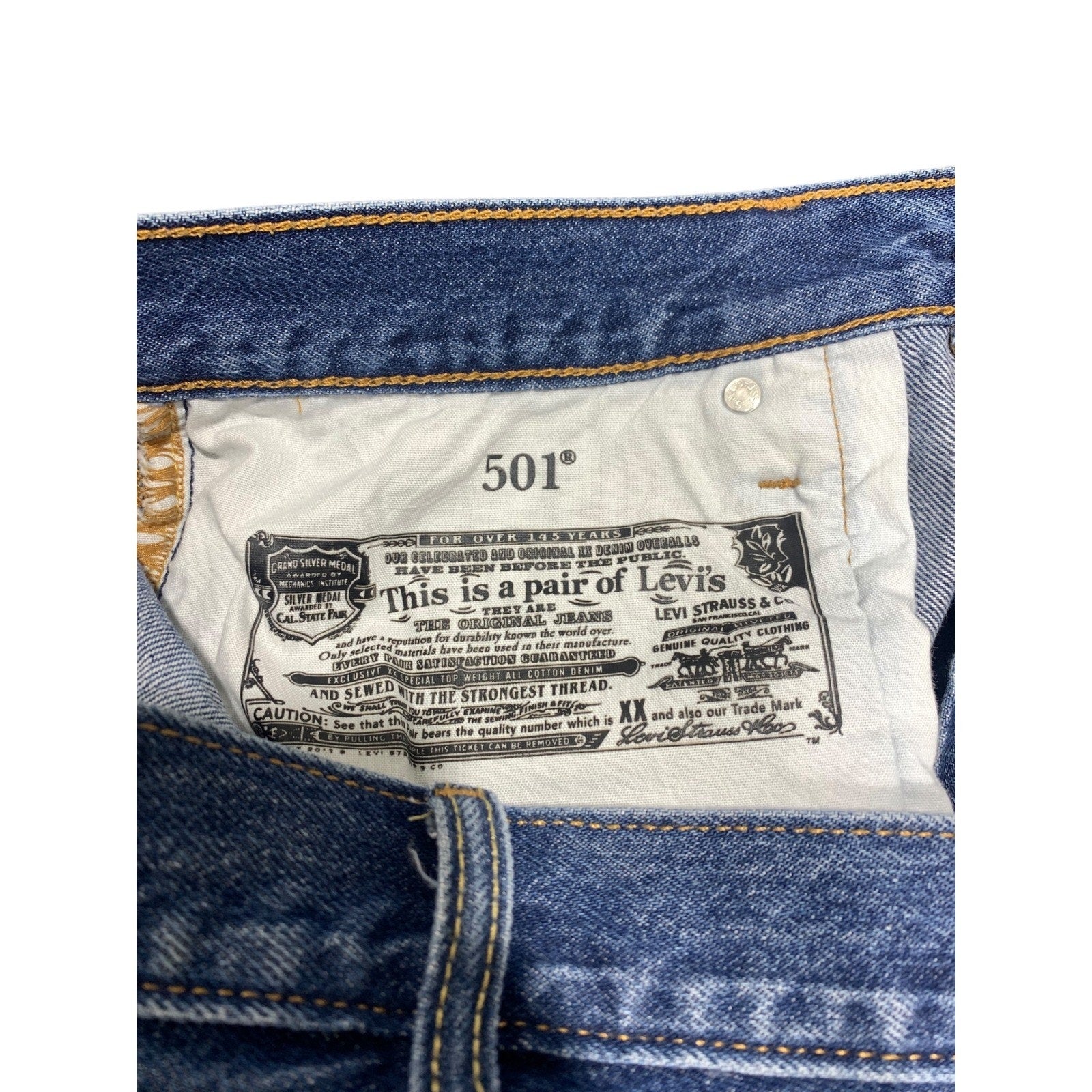Levi's x Super Mario 501 Denim Shorts Medium Wash Blue Cut Off Womens 30