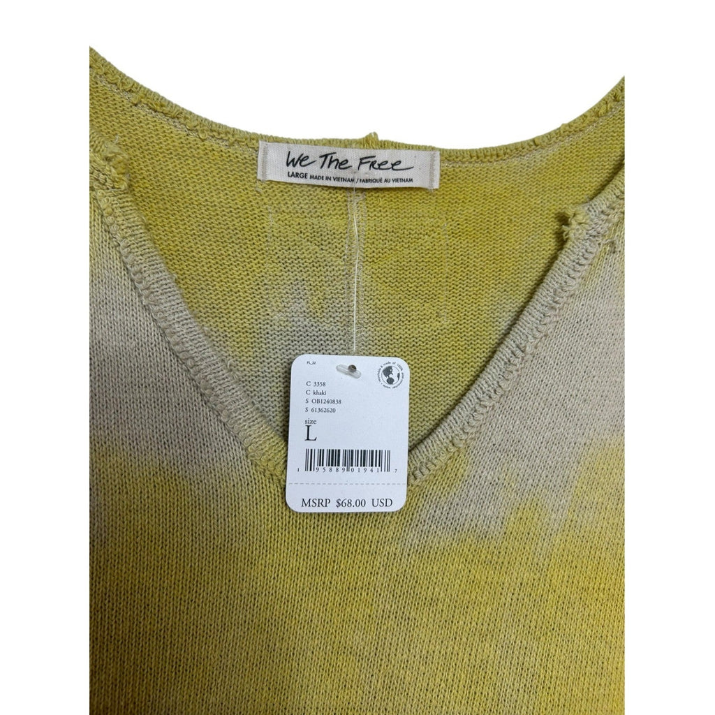 We The Free Free People Come And Get It Washed Top Khaki Yellow L OB1240838 fall