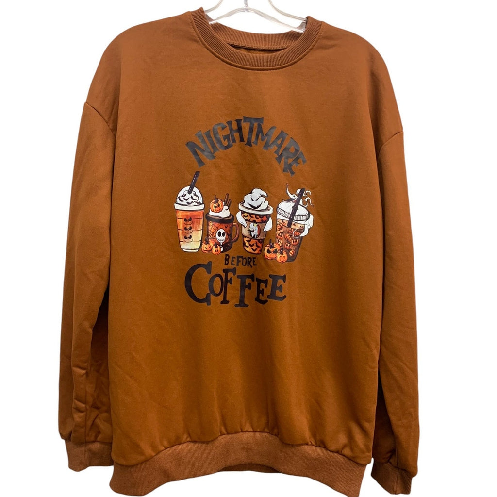 Nightmare Before Coffee Sweatshirt Fall Halloween SZ L