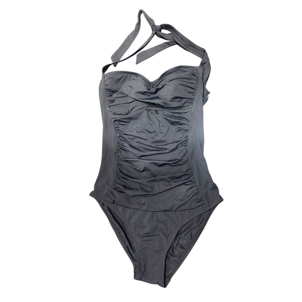 La Blanca Womens Black Ruched Halter One Piece Swimsuit LB4KV13 Size 4 NEW